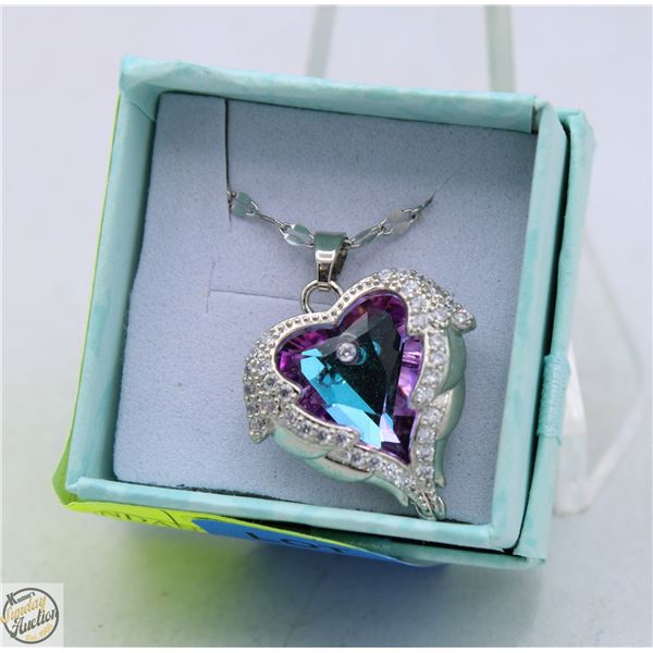 NEW OCEAN HEART PENDANT NECKLACE 45CM