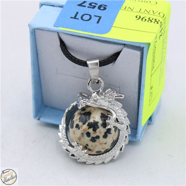 NEW STONE PENDANT NECKLACE, 5D DRAGON