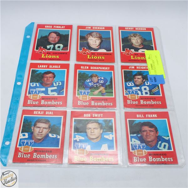 1970 CFL VINTAGE 9 CARDS