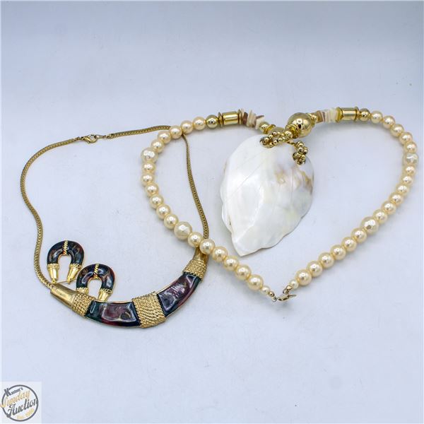 PAIR OF VINTAGE NECKLACES, ONE IS MOTHER OF PEARL