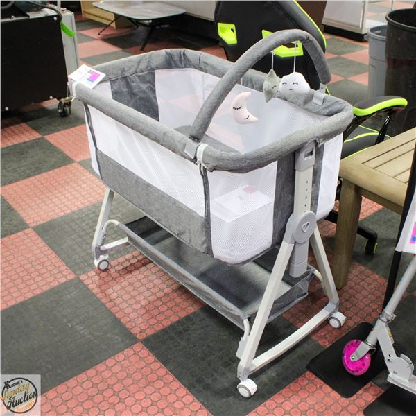 NEW ASSEMBLED BEDSIDE BABY SLEEPER ON WHEELS