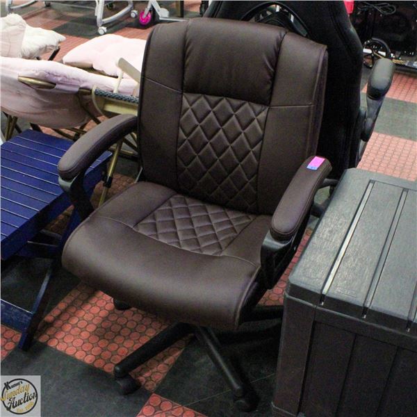 NEW ASSEMBLED BROWN LEATHERETTE HYDRAULIC OFFICE