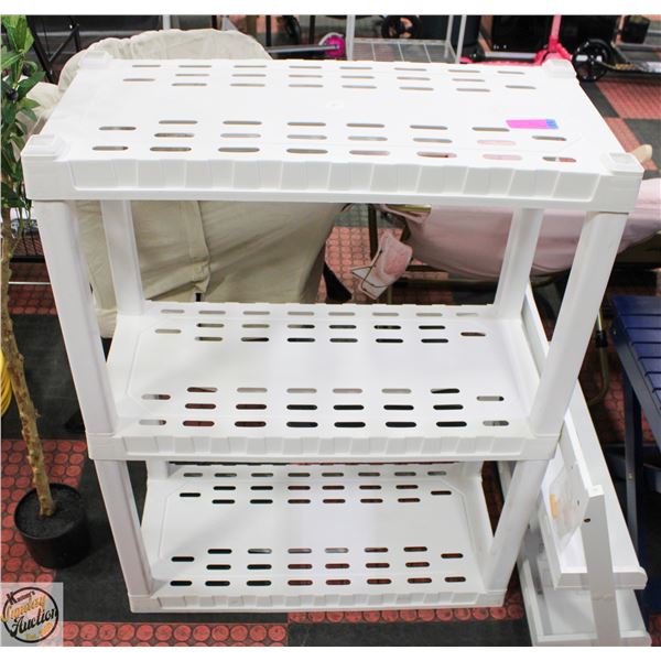 NEW ASSEMBLED WHITE PLASTIC SHELF
