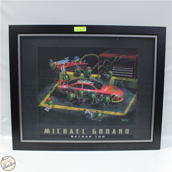 MICHAEL GODARD FRAMED PRINT "NASBAR 500"