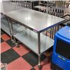 Image 1 : 4' X 30" X 40" HIGH S/S COMMERCIAL PREP TABLE