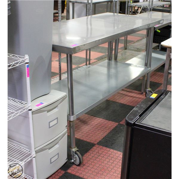6' X 30" X 39 1/2" TALL COMMERCIAL S/S TABLE ON