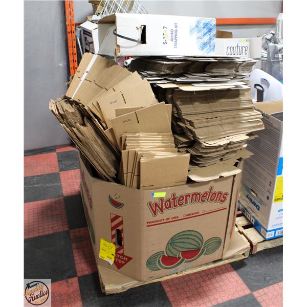 PALLET OF ASSORTED SIZED CARDBOARD SHIPPING/