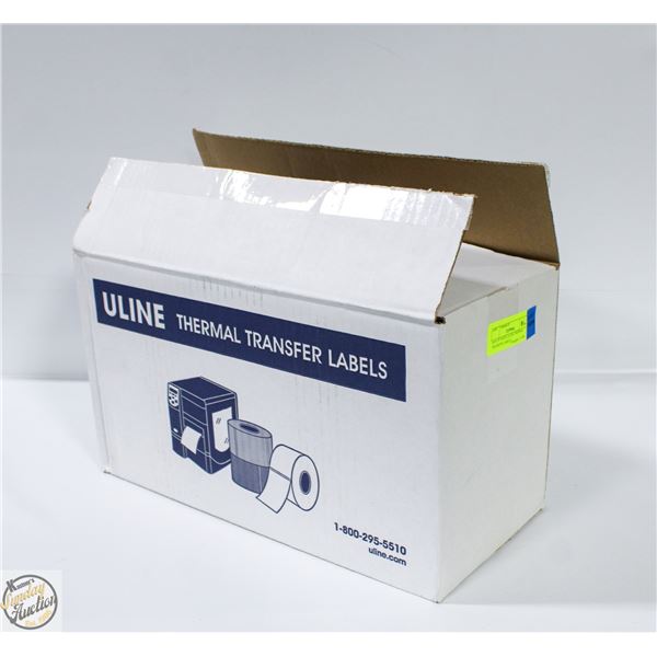 BOX OF WHITE ULINE THERMAL TRANSFER LABELS