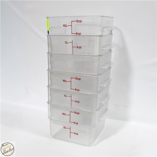 6 CLEAR CAMBRO BRAND CONTAINERS