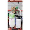 Image 1 : PALLET OF BARRELS AND GARBAGE CANS ETC.