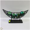 Image 1 : METAL BOAT ON STAND W/4 DECORATIVE BALLS