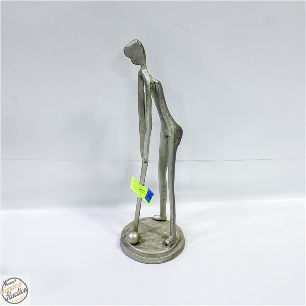 ESTATE GOLFING STATUE SILVER TONED