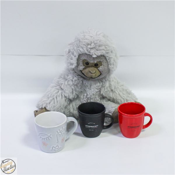 ESTATE STARBUCKS MONKEY PLUSHIE + 3