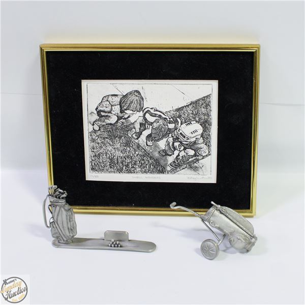 ESTATE FRAMED PENCIL SKETCHING HOCKEY