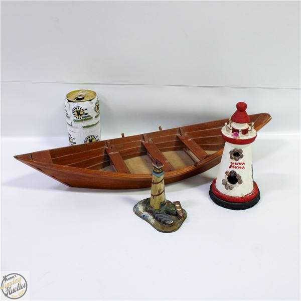 SOLID WOOD HANDMADE ROW BOAT 16 INCHES