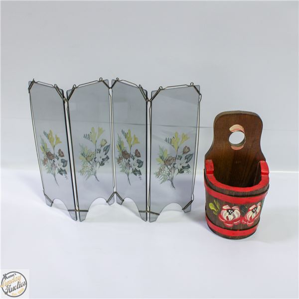 4 GLASS PANEL HAND PAINTED DIVIDER FOR