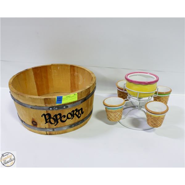 SOLID WOOD PIPCORN BOWL 16 INCH DIAMETER +