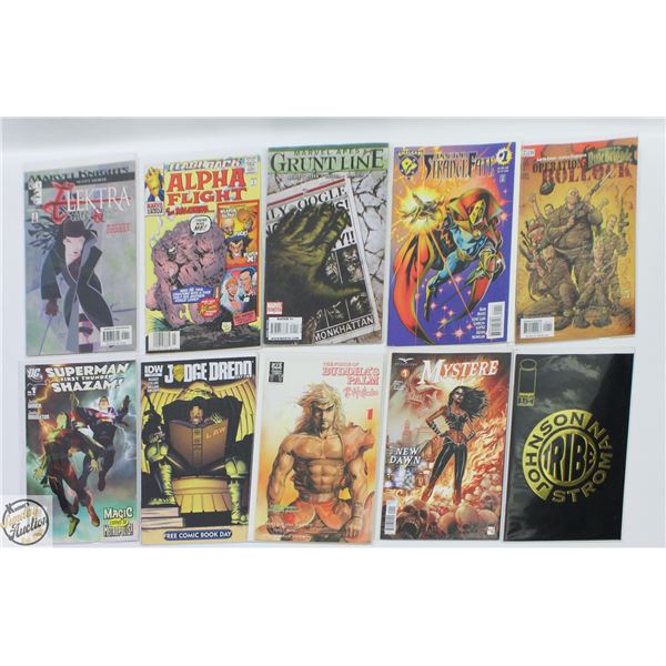 #1 ISSUE COMIC LOT, MARVEL, DC, INDY, 10 BOOKS