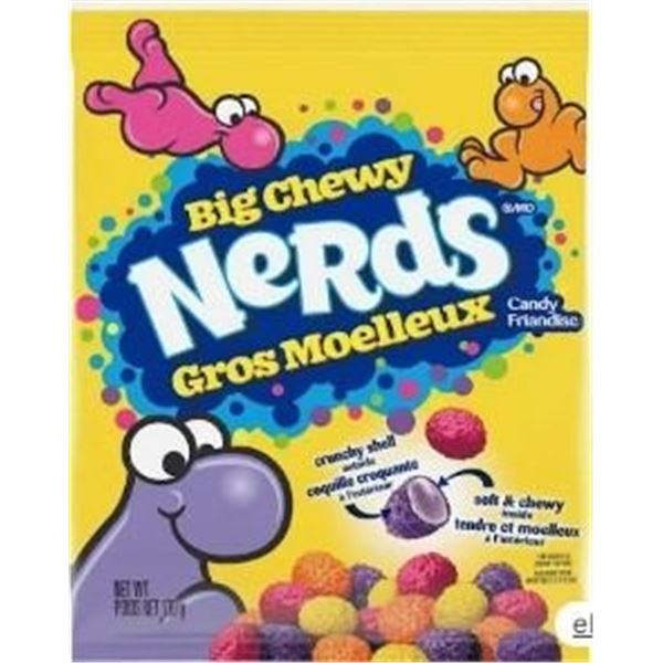 UNCLAIMED: CASE WITH 9 170G BAGS NERDS BIG CHEWY