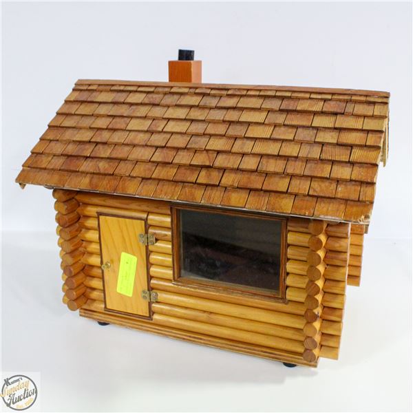 HANDMADE WOODEN CABIN MODEL WITH LIGHT