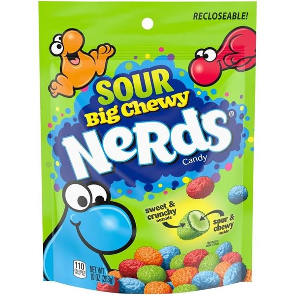 UNCLAIMED : CASE WITH 9 170G BAGS NERDS SOUR BIG
