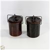 Image 1 : PAIR OF VINTAGE GLAZED CHEESE STORAGE CROCKS