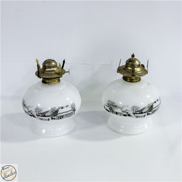 PAIR OF 1950'S CURRIER & IVES HOBNAIL LAMP BASES