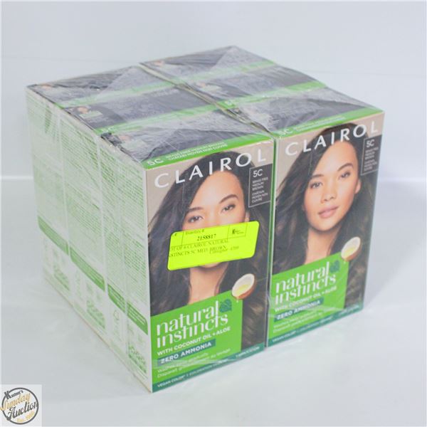 LOT OF 6 CLAIROL NATURAL INSTINCTS 5C MED. BROWN