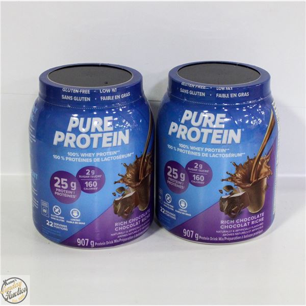 2 PURE PROTEIN 100% WHEY PROTEIN 907G EACH