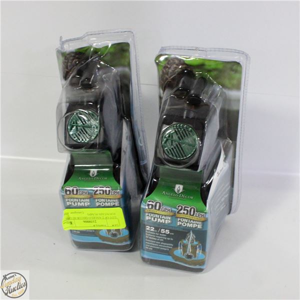 LOT OF 2 ANGELO DECOR 60 GPH FOUNTAIN PUMPS