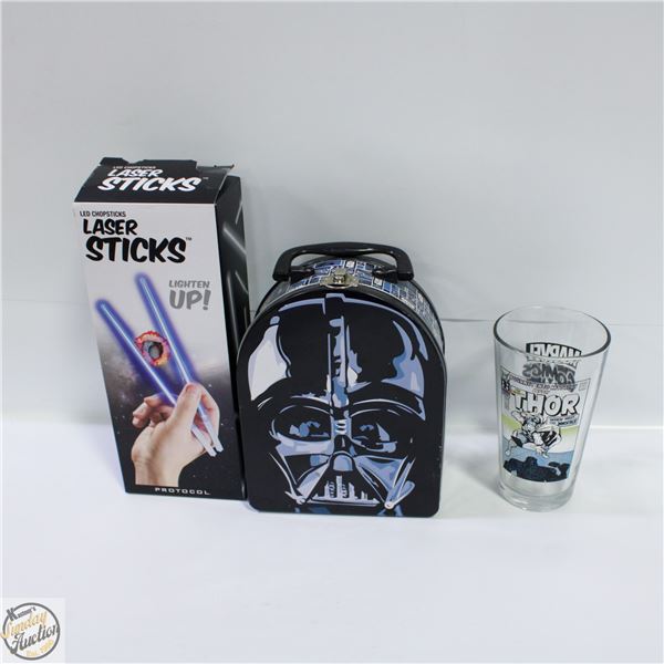 LED CHOP STICKS + STARWARS METAL LUNCH TIN +