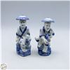Image 1 : 2 VINTAGE WOMAN AND MAN CHINESE FISHING BLUE WHITE