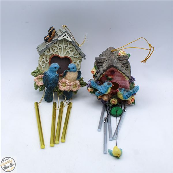 2 MINI BIRDHOUSE WIND CHIMES