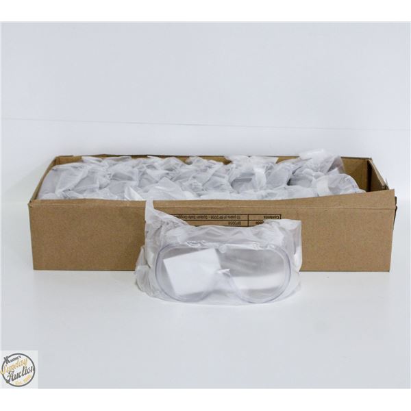 CASE OF 10 NEW CLEAR SAFETY GOOGLES