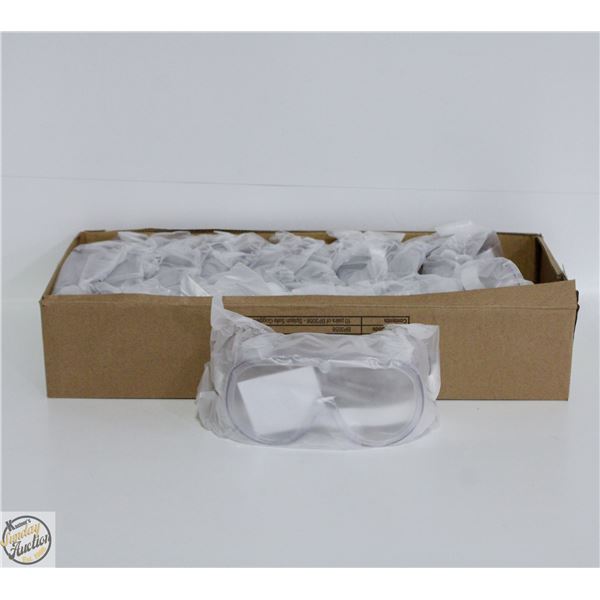 CASE OF 10 NEW CLEAR SAFETY GOOGLES