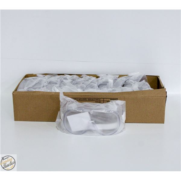 CASE OF 10 NEW CLEAR SAFETY GOOGLES
