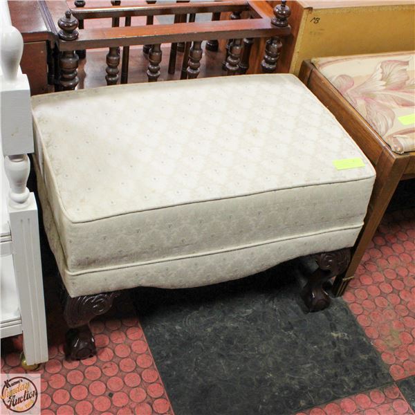 CLAW FOOTED SOLID WOOD FRAMED OTTOMAN/
