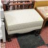 Image 1 : CLAW FOOTED SOLID WOOD FRAMED OTTOMAN/