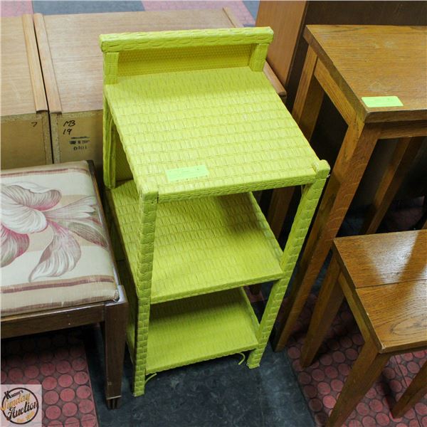 YELLOW WICKER STYLE 3 TIER PLANT SHELF