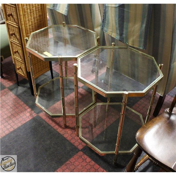 PAIR OF MATCHING OCTAGON METAL FRAMED