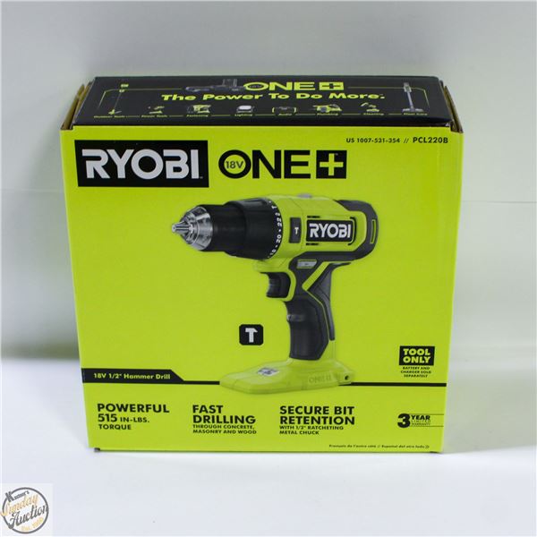 NEW RYOBI ONE 18 VOLT 1/2 HAMMER DRILL MODEL