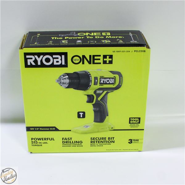 NEW RYOBI ONE 18 VOLT 1/2 HAMMER DRILL MODEL
