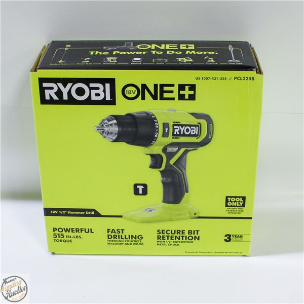 NEW RYOBI ONE 18 VOLT 1/2 HAMMER DRILL MODEL