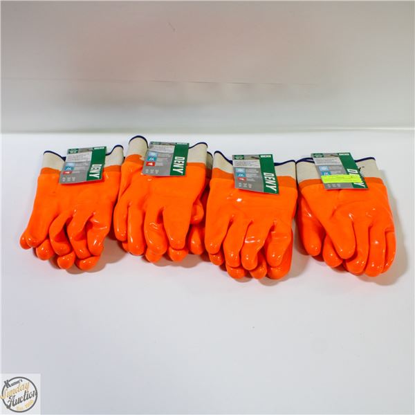 4 PAIR DENY LINED FULL PVC COATED GLOVES
