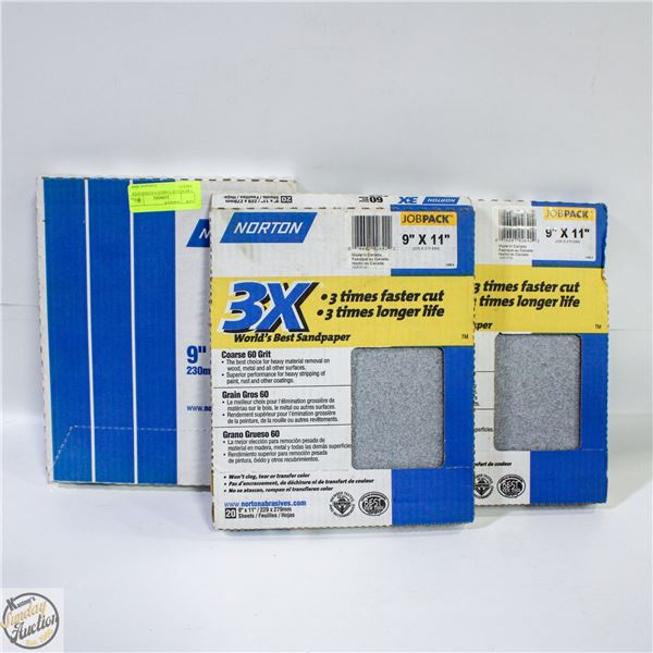 3 BOXES OF VARIOUS SANDPAPER SHEETS