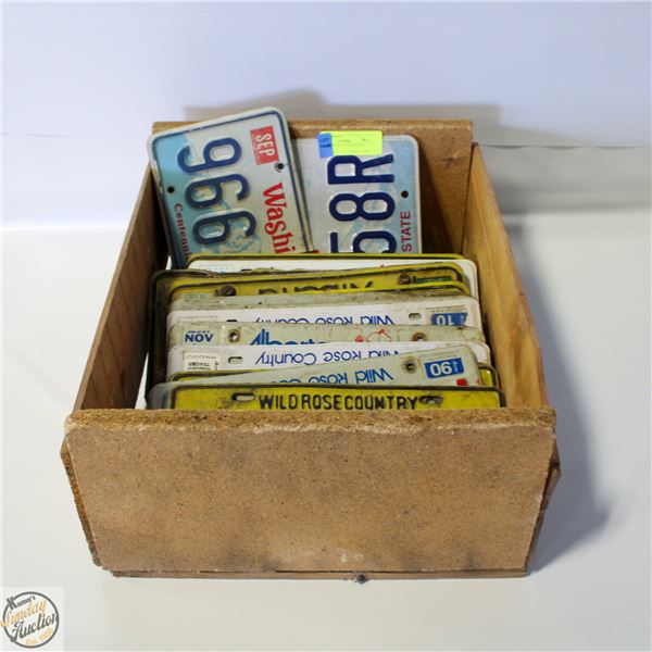 WOODEN CRATE WITH LICENSE PLATES