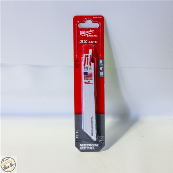 MILWAUKEE FIVE PACK SAWZALL MEDIUM METAL 6” BLADE