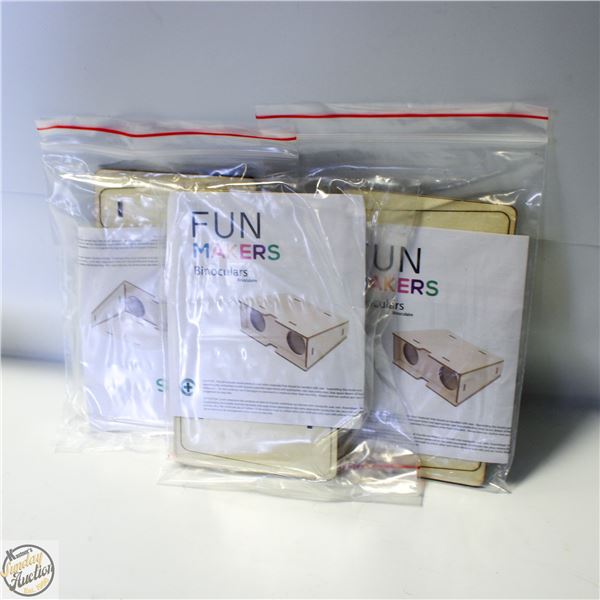 3 X BINOCULARS- FUN MAKERS WOODEN MODEL SETS