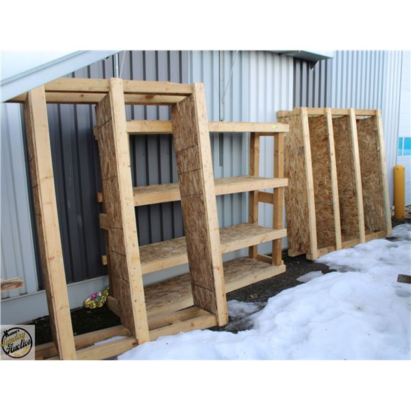3 UNCLAIMED WOOD SHELF UNITS-LOCATED OUTSIDE