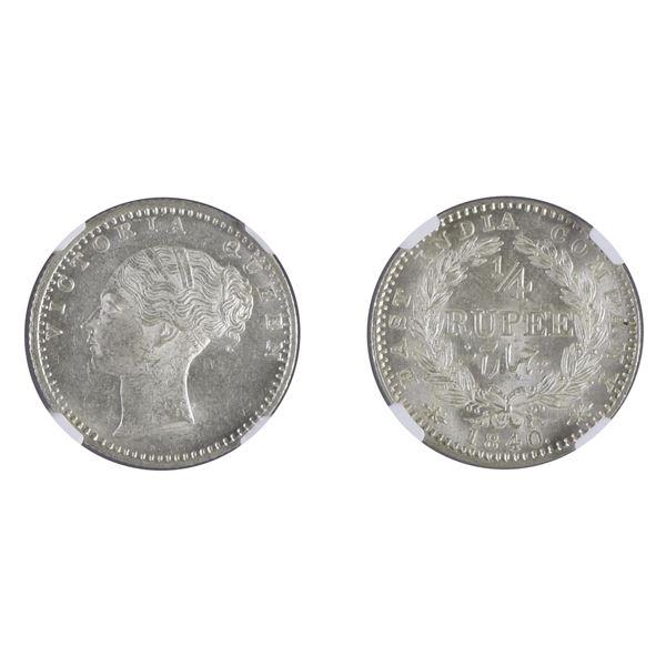 East India Company: Victoria CL, Silver 1/4 Rupee, Calcutta mint